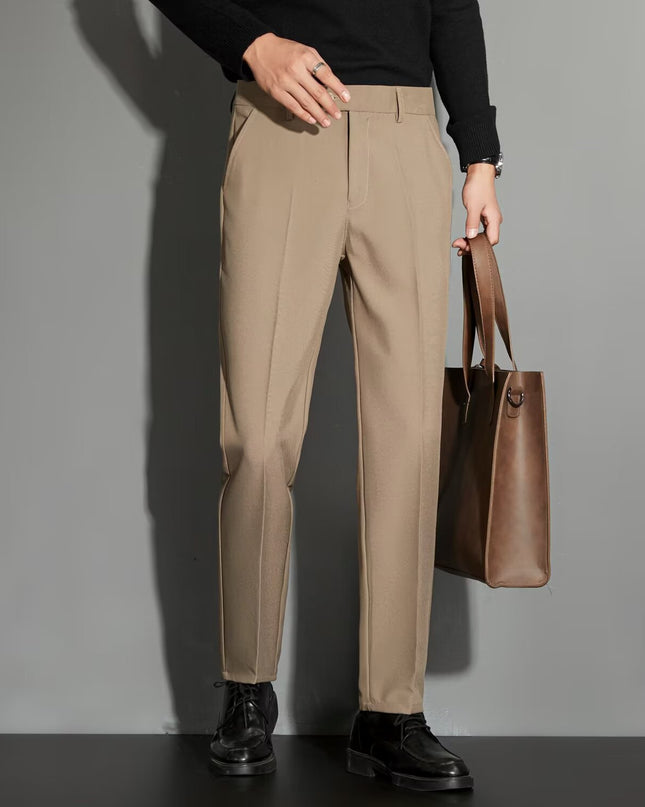 Spring Draping Effect Straight All-matching Ankle-length Suit Pants