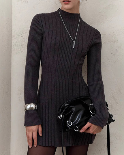 Long Sleeve Half Turtleneck Elegant Cute A- Line Skirt