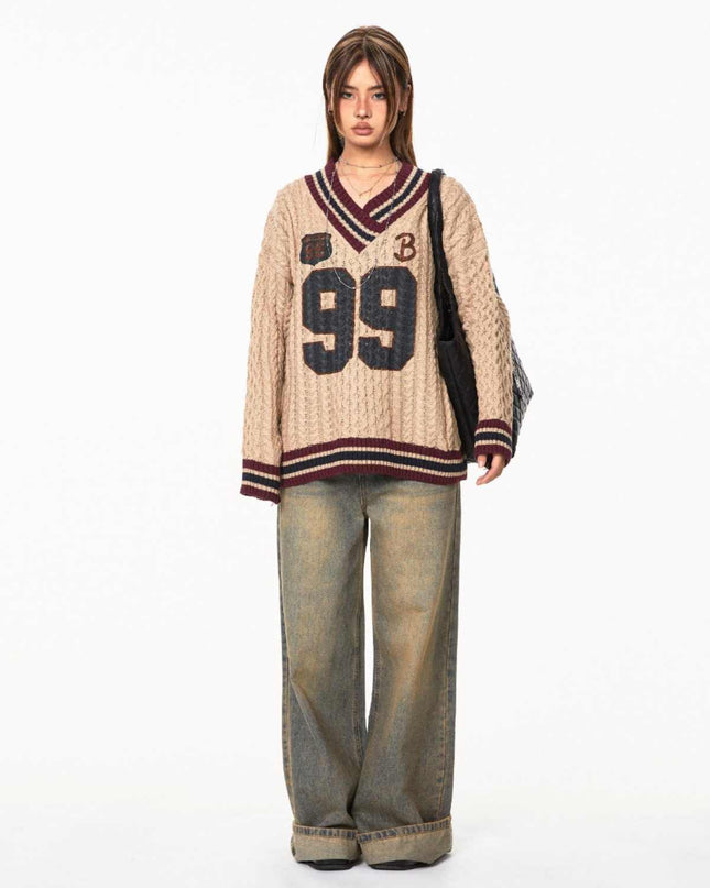 Jacquard Autumn And Winter Loose Idle Style Knitted Top