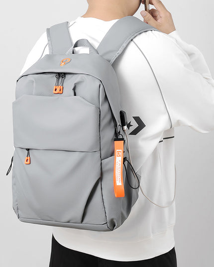 Pure Color Backpack Business Commuter Computer Bag Middle School Student School Bag
