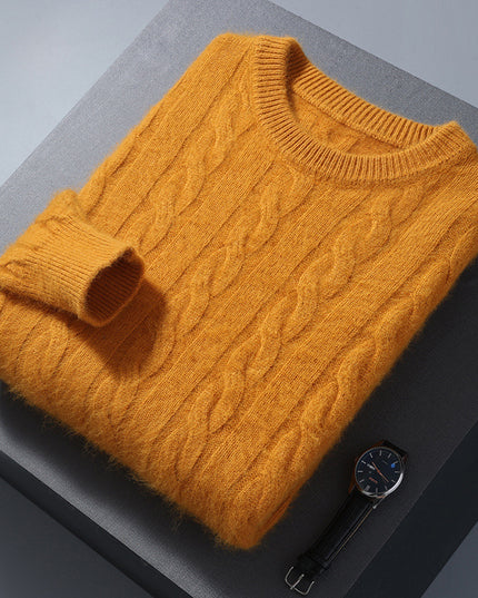 Men's Round Neck Pullover Thickened Mink Sweater Loose Casual Solid Color Knitted Base Cardigan