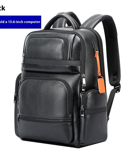 Business Leather Men's Backpack Large Capacity Computer Bag
