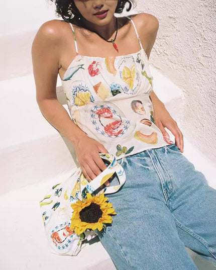 Contrast Color Sexy Backless Slim Fit Hot Girl Vest