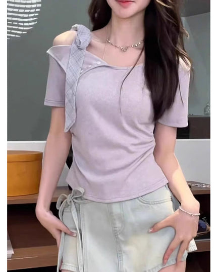 Sweet Hot Girl Niche Design Short Sleeve
