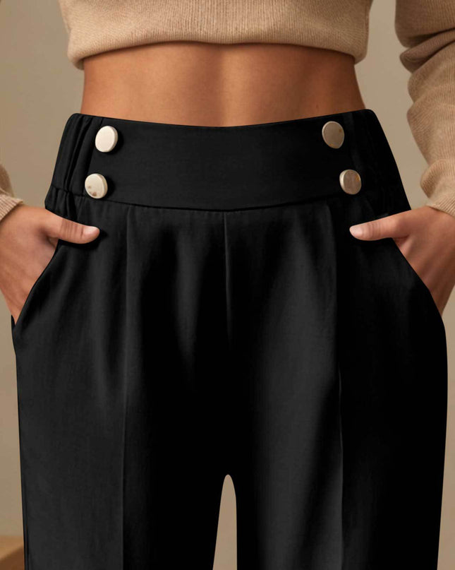 Draping Mop Casual Pants High Waist