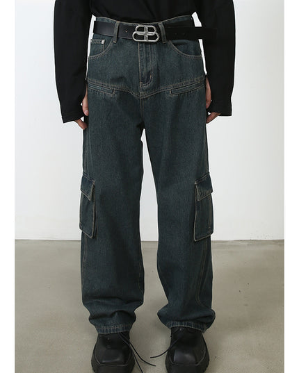 Men's Multi-pocket American Washed Jeans