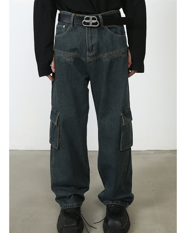 Men's Multi-pocket American Washed Jeans
