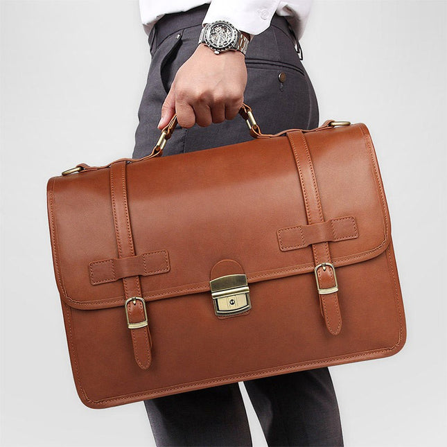 JMD Winter British Style First-Layer Cowhide Briefcase for Men | Premium Leather Office Handbag