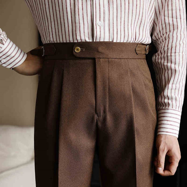 Casual High-waisted Men's Business Paris Button Straight Leg Neapolitan Sag Wear Pants
