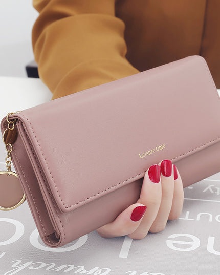 Women's hand holding wallet female long section new Japanese and Korean personality pendant multi-function student wallet