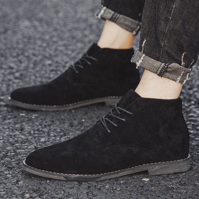 British Leather Boots Casual Boots High Top Martin Boots Suede Pointed