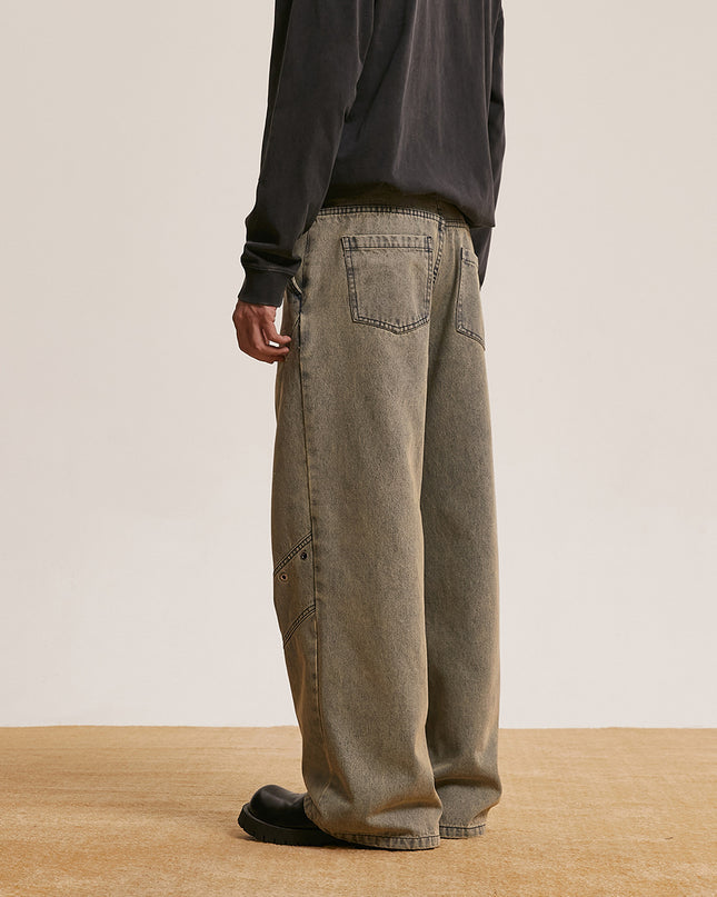 Trendy Retro Washed Jeans Men And Women Trendy Baggy Straight Trousers