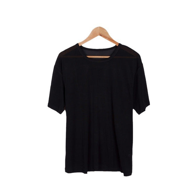 Men's Mulberry Silk Loose Round Neck Silk T-shirt