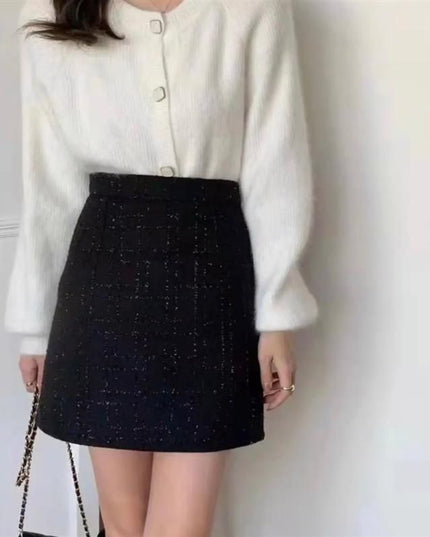High Waist Fat Cover Classic Style Plaid Retro Skirt
