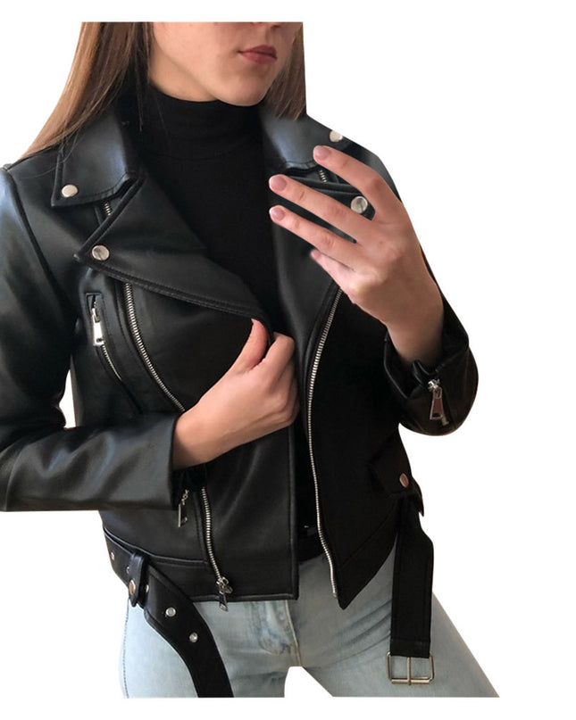 Skinny slim leather jacket motorcycle suit