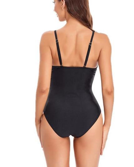 Ladies' Mesh Solid Color Swimming One-piece Swimsuit