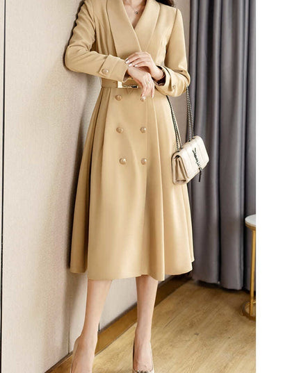 Spring And Autumn Elegant Khaki Women's Mid-length Fashionable High-grade Coat