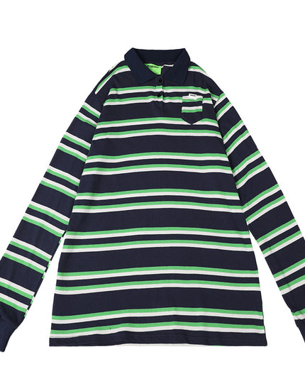 Basic knitted polo shirt with small pockets and stripes