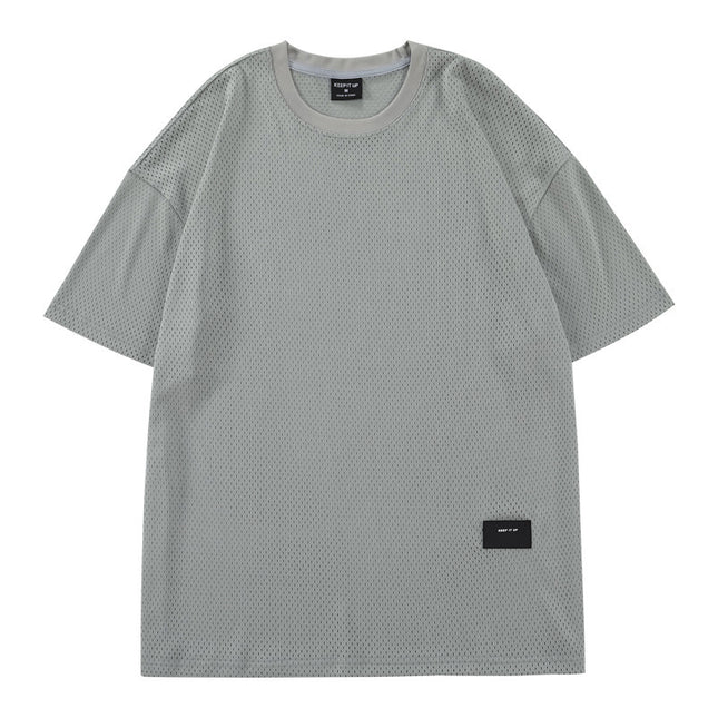 Men's Retro Large Mesh Heavy Weight Short Sleeve