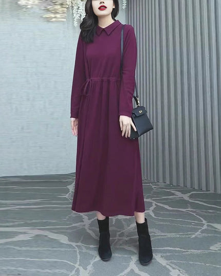 Fashionable High-end Solid Color Autumn And Winter New Plus Size Dress