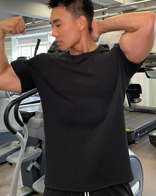 Men's Solid Color American Round Neck Short-sleeved Sports T-shirt