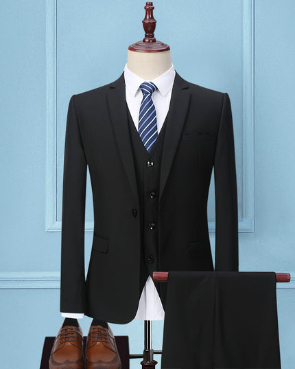 Dark Green Suit Suit Men's Three-piece Suit Korean Slim Suit Business