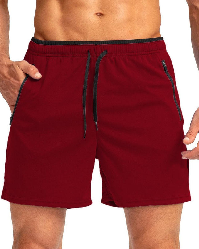 Men's Running Short Belt Zipper Pocket Quick-drying Gym Exercise Lightweight