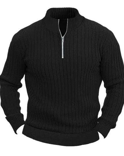 Leisure Pullover Men's Sweater Solid Color Stand Collar Long Sleeve