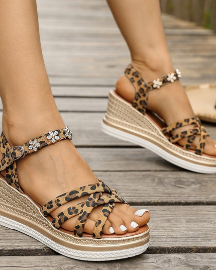 Suede Platform Ankle Buckle Open Toe Sandals For Women