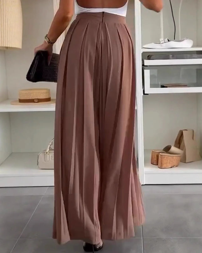 Women's Solid Color Casual Loose Pleated Skirt