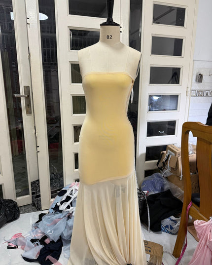Solid Color Chest-wrapped Mesh Dress Sleeveless