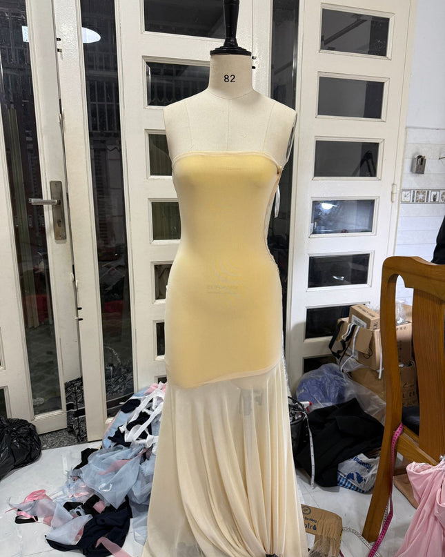 Solid Color Chest-wrapped Mesh Dress Sleeveless