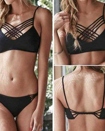 cut out Bikinis Sexy pink bandage cut out Halter bikini swimsuit women cross Women's swimwear swimming suit