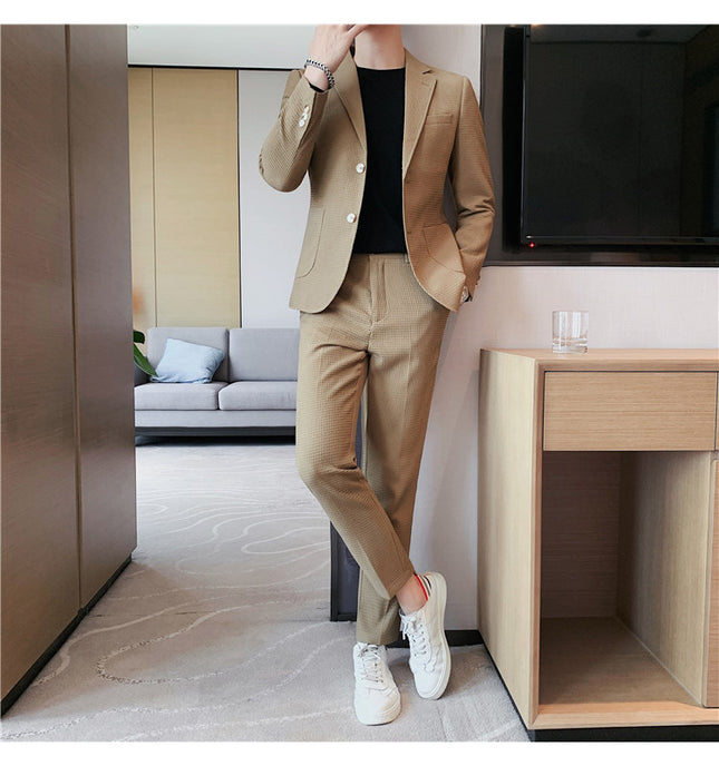 Men's Fashion Waffle Casual Suit
