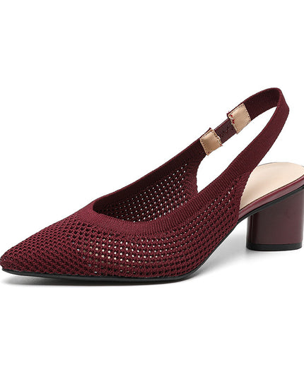 Hollow-out Knitted Closed Toe Back Empty Strap Sandals Pointed Toe