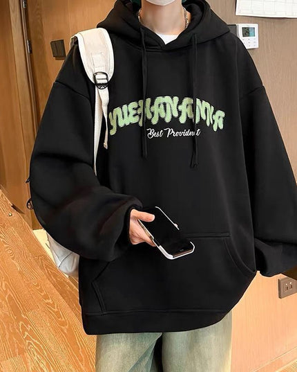 American Hiphop Heavy Sweater For Boys Autumn And Winter Fleece-lined