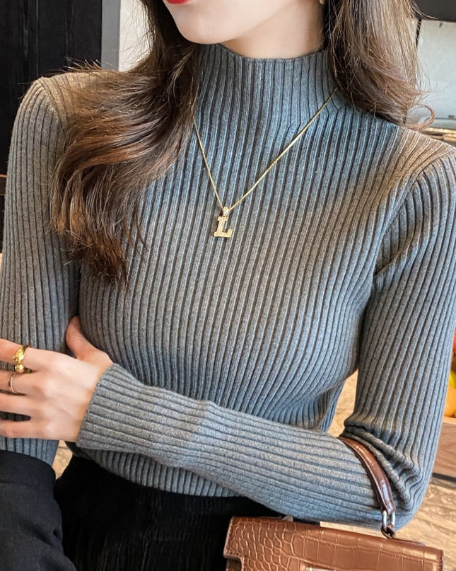 Half Turtleneck Knitted Sweater Women's Bottoming Shirt Women's Autumn And Winter