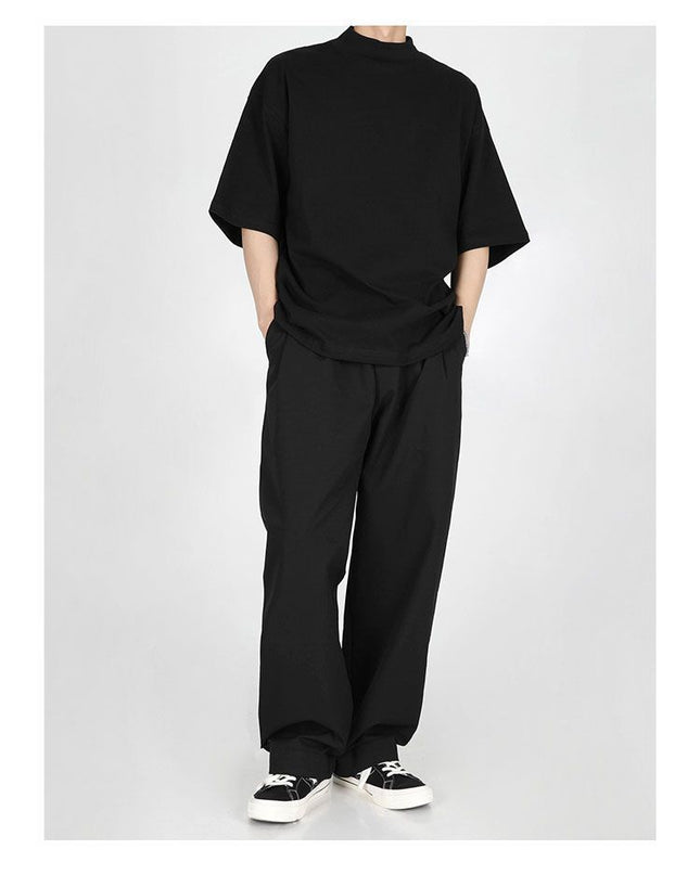 Spring And Summer Loose Thin Half Turtleneck Short Sleeve
