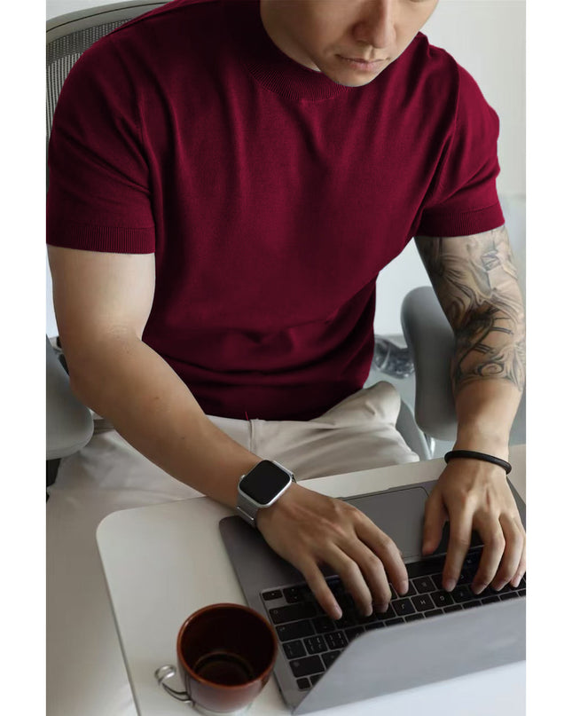 Knitwear Men's Solid Color Slim-fit Commute Breathable T-shirt