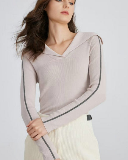 Wool Sweater Big Lapel Long Sleeve Top