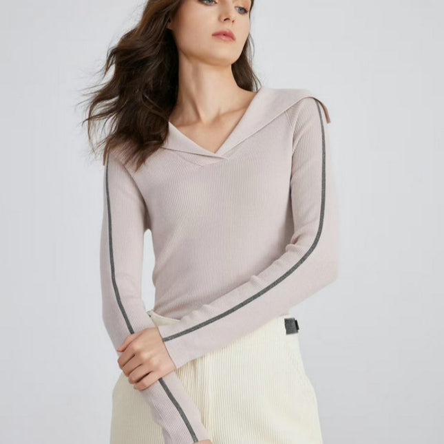Wool Sweater Big Lapel Long Sleeve Top