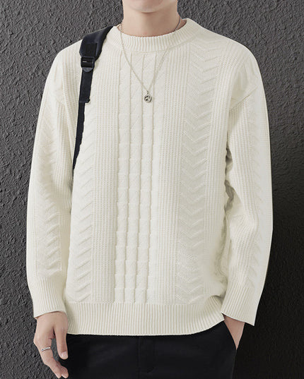 New Men's Round Neck Knitted Sweater