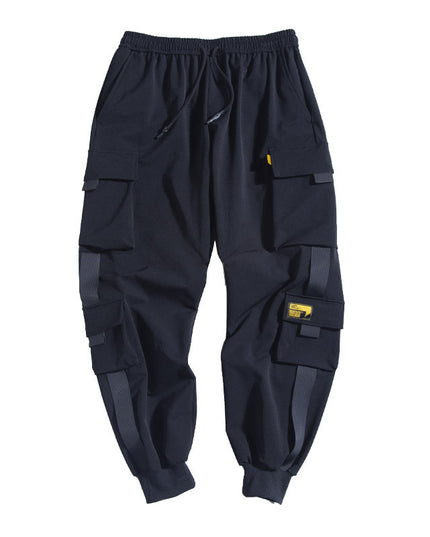 Loose Tide Brand Black Paratrooper Casual Pants Ins Beam Overalls