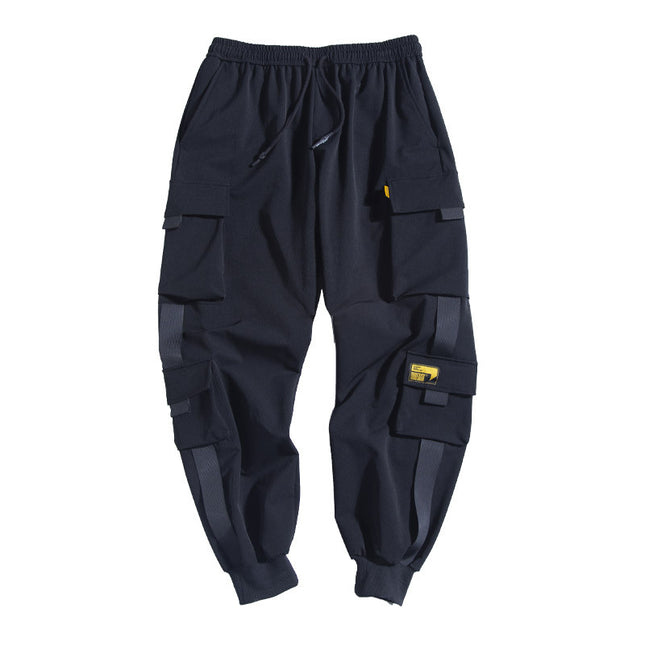 Loose Tide Brand Black Paratrooper Casual Pants Ins Beam Overalls