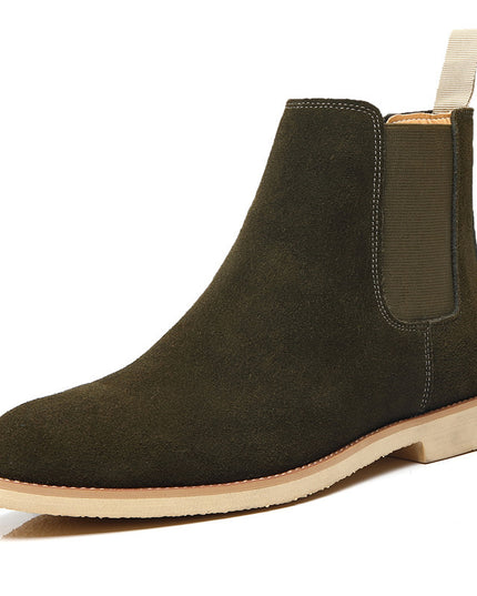 Boots Pointed Toe British Martin Boots Men's Nubuck Leather High-top Ankle Boots