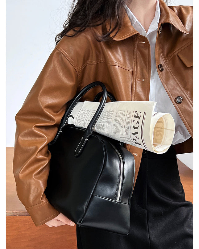 Women's Fall Lapels Motorcycle Short Jacket