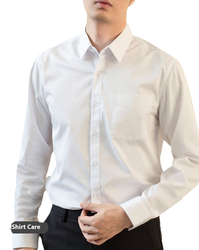 Long Sleeve White Shirt Men's Solid Color Stretch Slim-fitting Iron-free Anti-wrinkle Business Casual Men's Business Wear