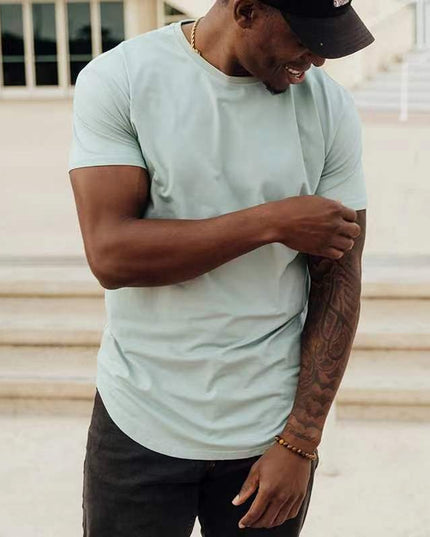 Slim Fit Muscle Round Hem Short Sleeve Popular Sports T-shirt