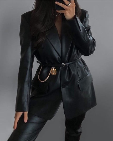 Winter Suit Collar Fashion Casual Leather Jacket