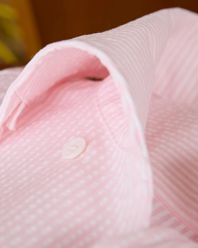 Retro One-piece Collar Striped Long-sleeved Shirt